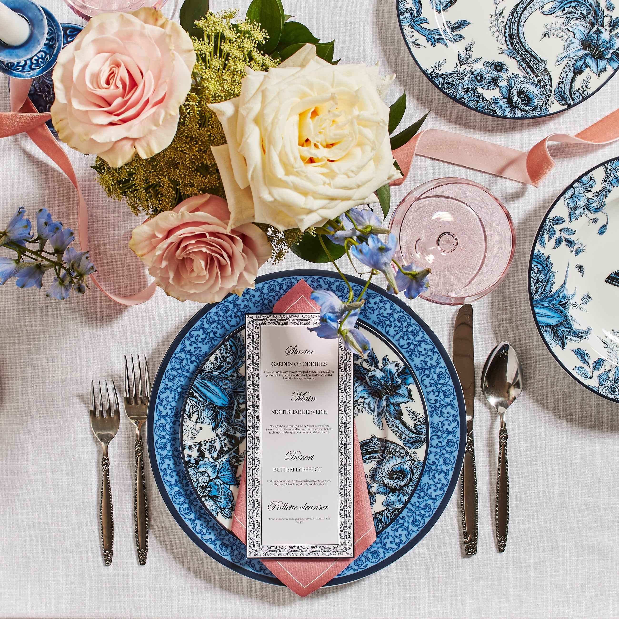 Marchesa Monarcha Porcelain 12-Piece Dinnerware Set, Blue