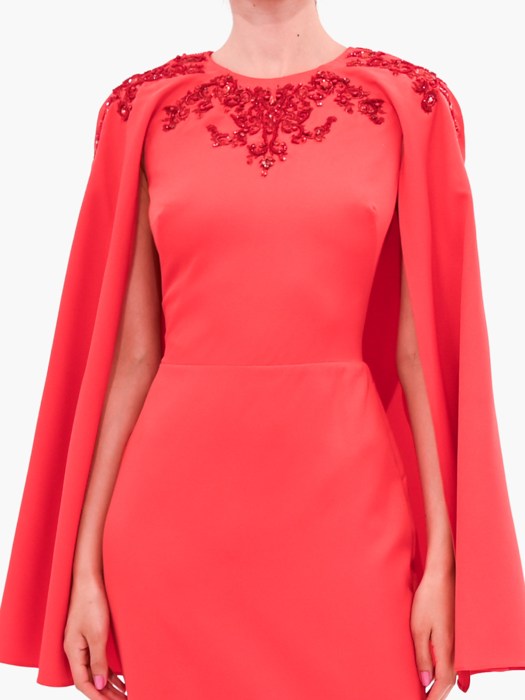 Stretch Crepe Cape Gown