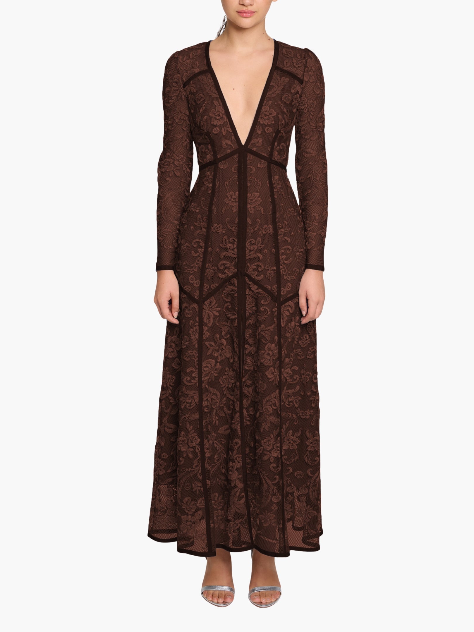 Victorian Corded Lace Deep V Button Maxi Dress Victorian Corded Lace Deep V Button Maxi Dress