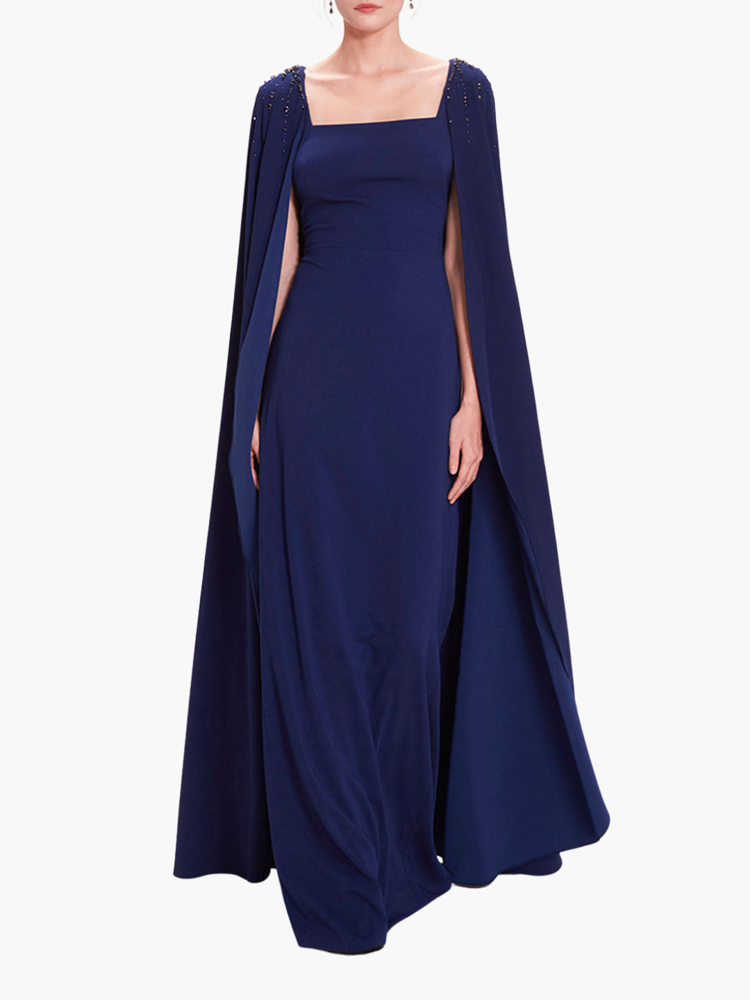 older women evening dresses Embellished Cape Gown