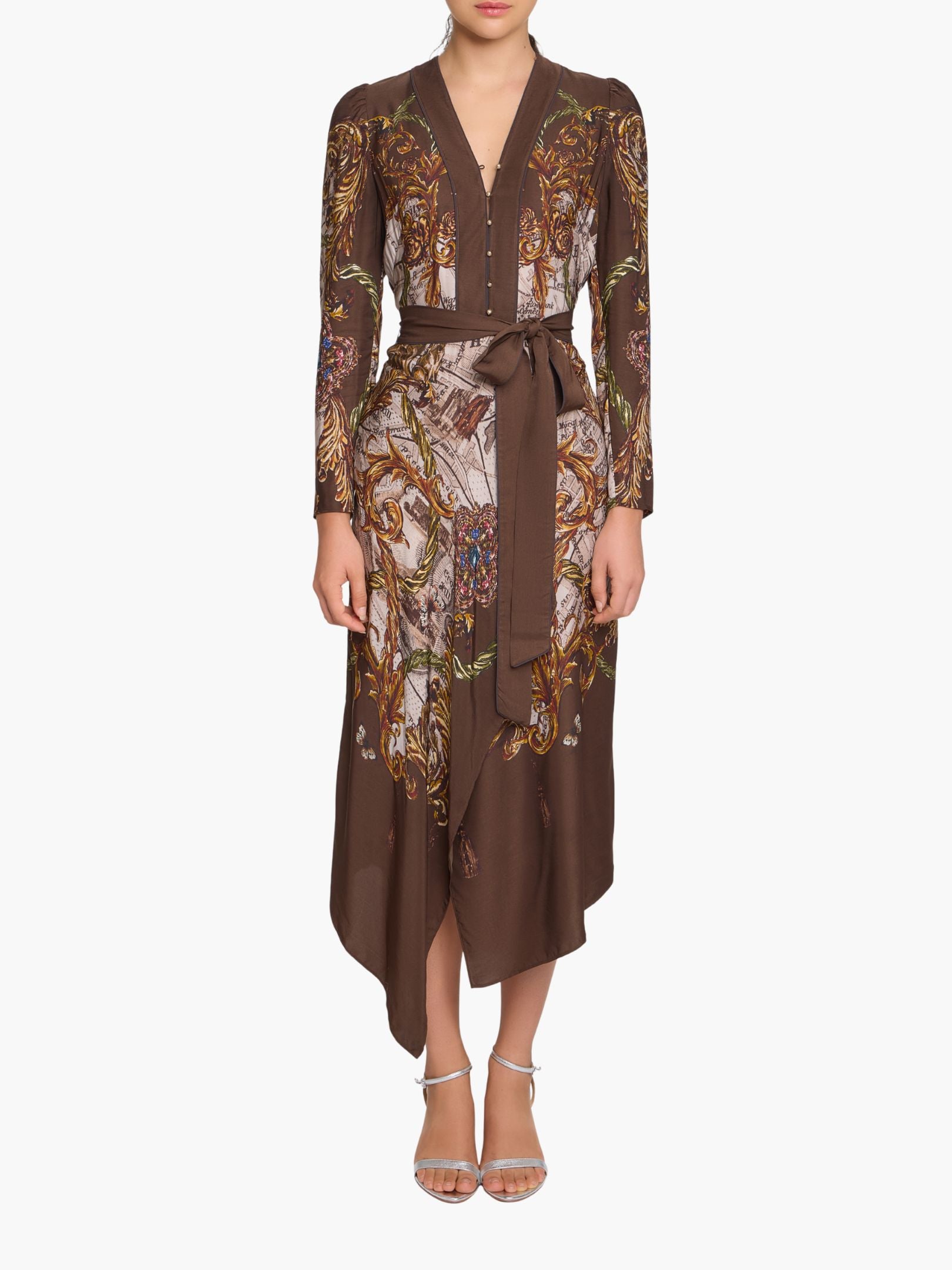 scarf midi dress Marchesa Rosa Twill Midi Dress