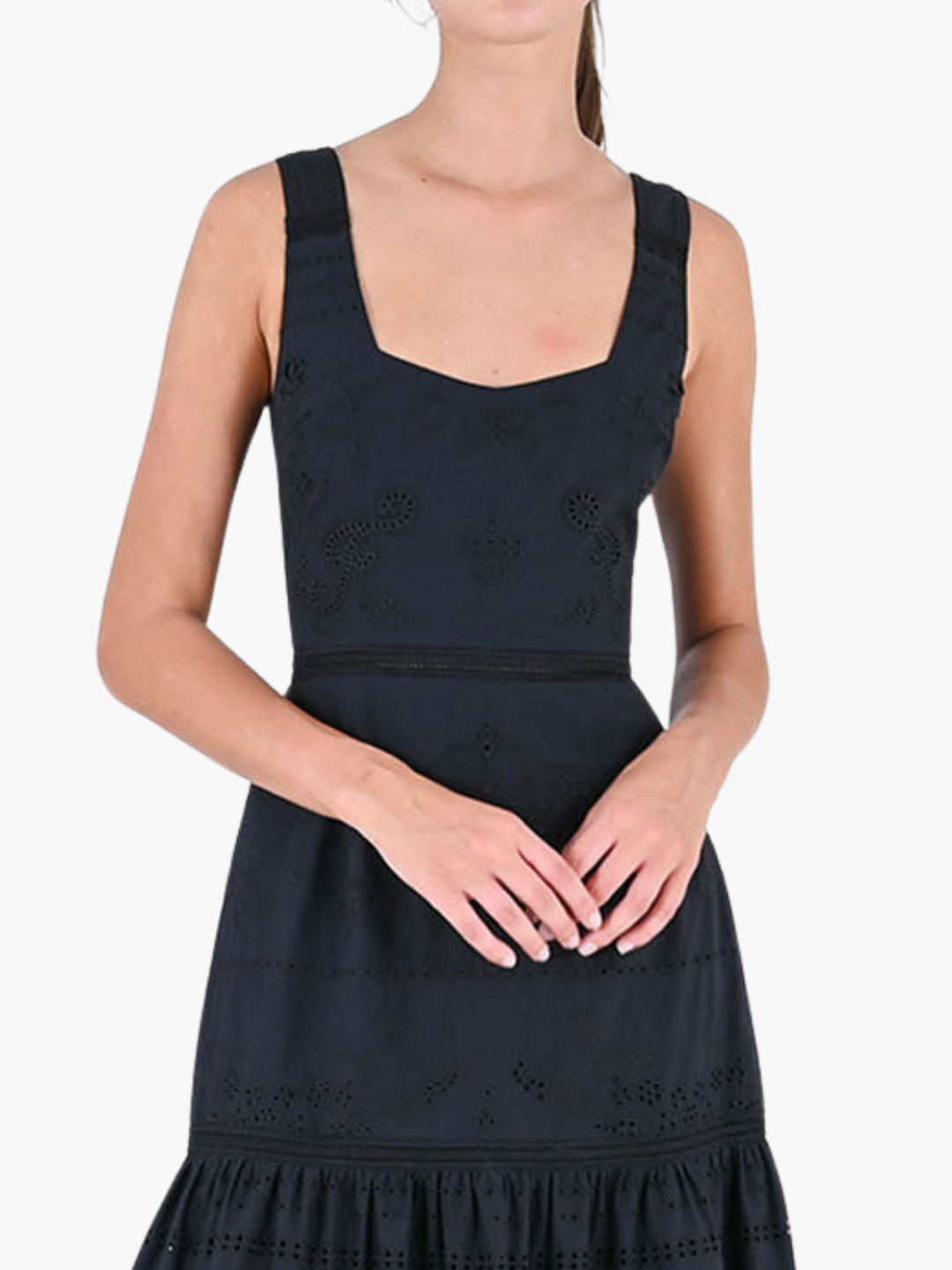 Embroidered Voile Tiered Maxi Dress