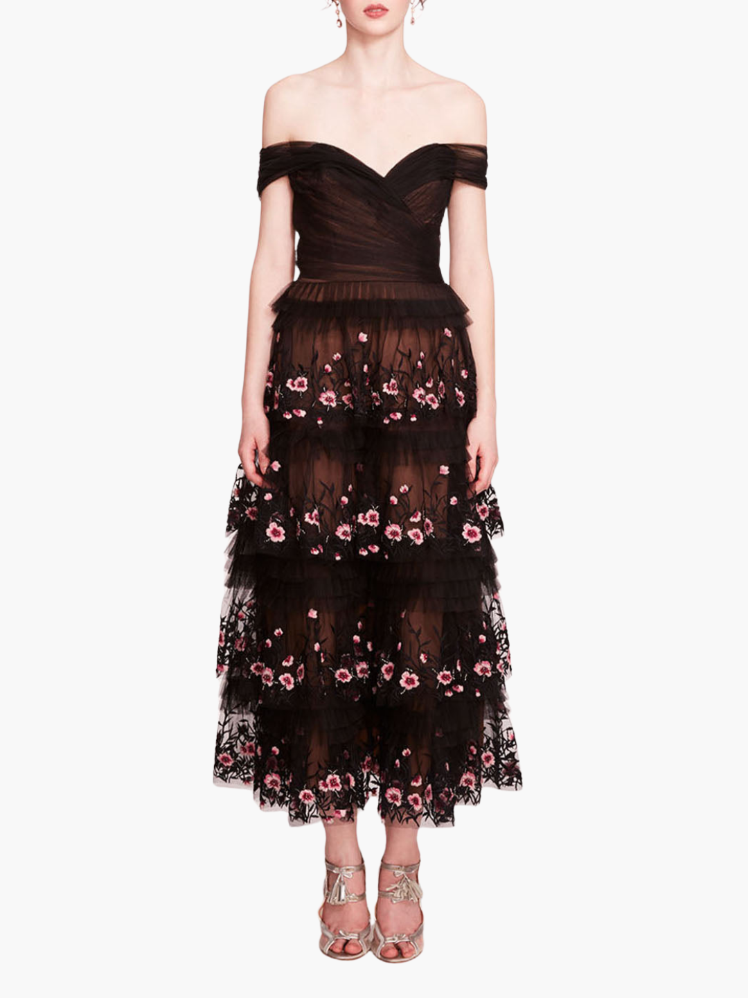 Tiered Terrarium Midi Dress | Marchesa Tiered Terrarium Midi Dress | Marchesa