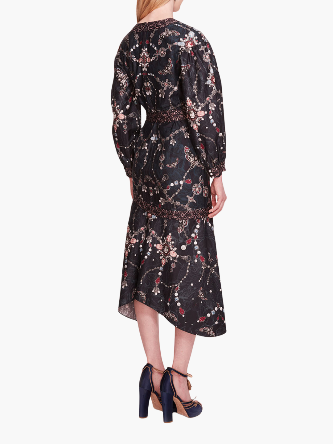 Printed Poplin Wrap Midi Dress