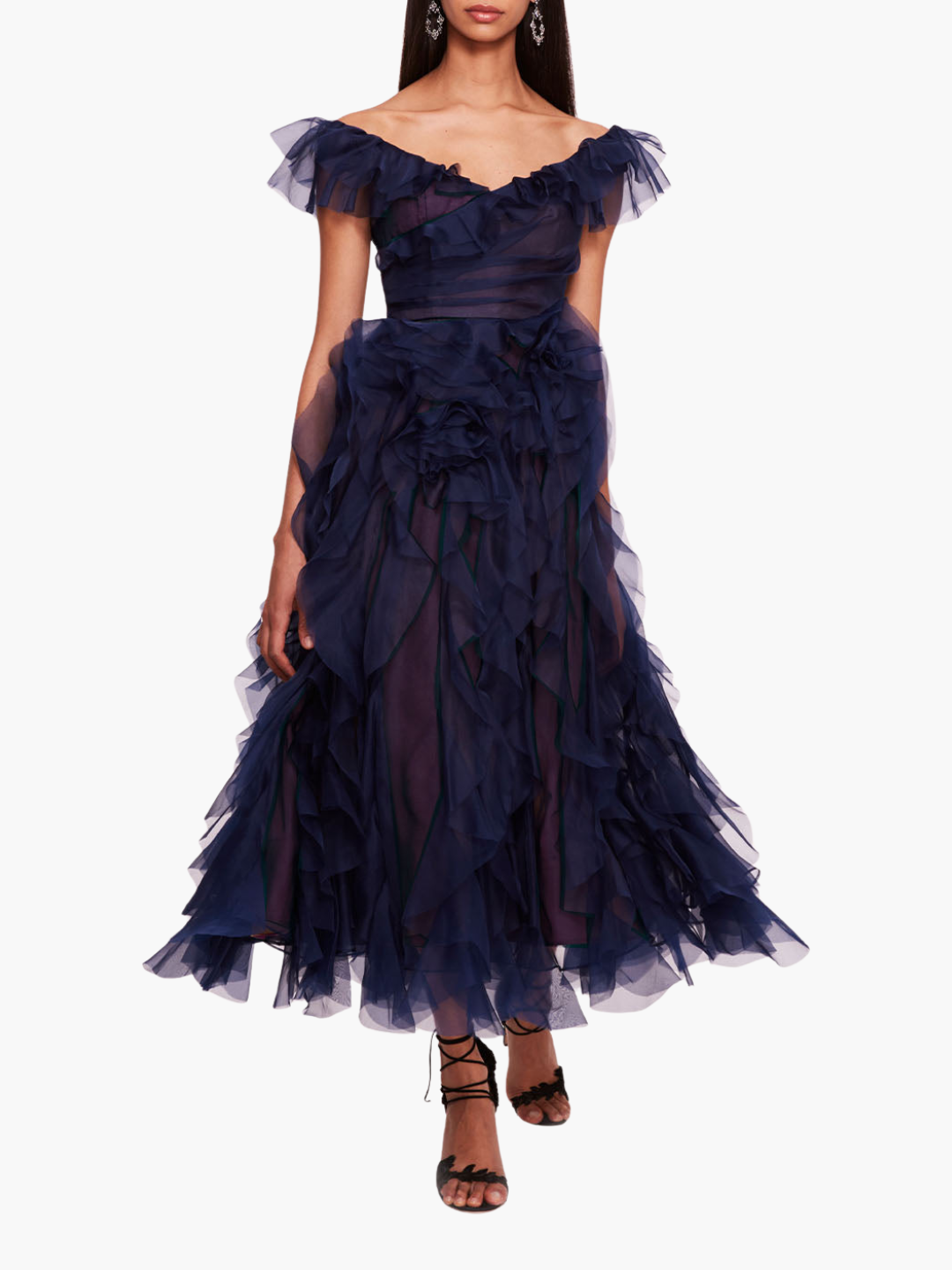 strapless open back dress Matte Organza Midi Dress