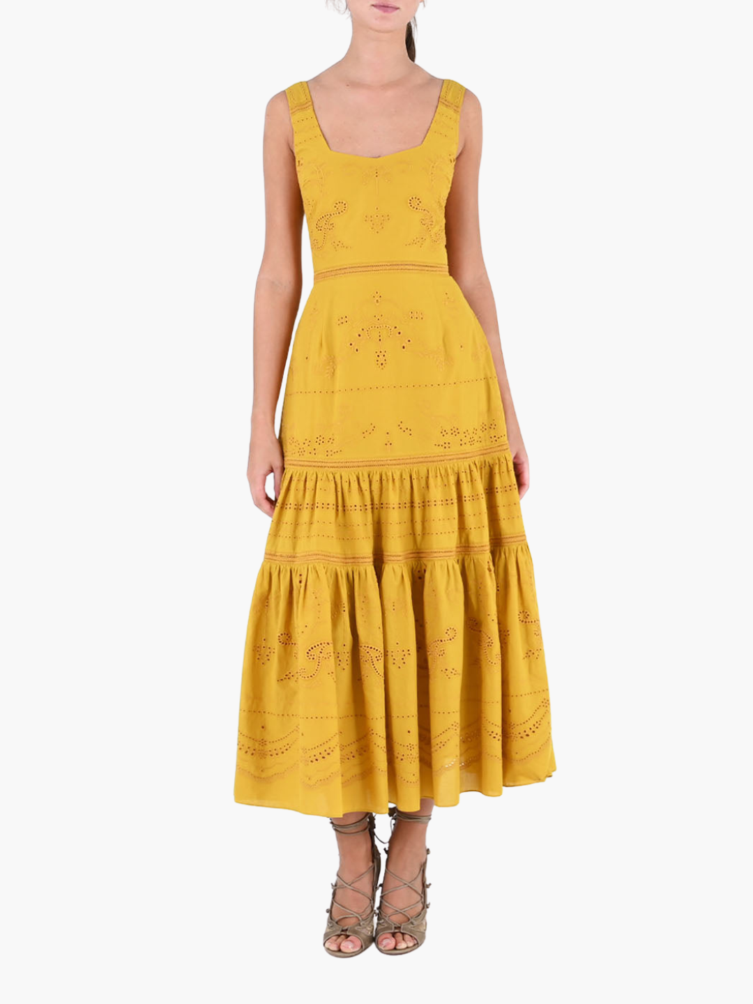 Marchesa Notte Voile Tiered Maxi Dress