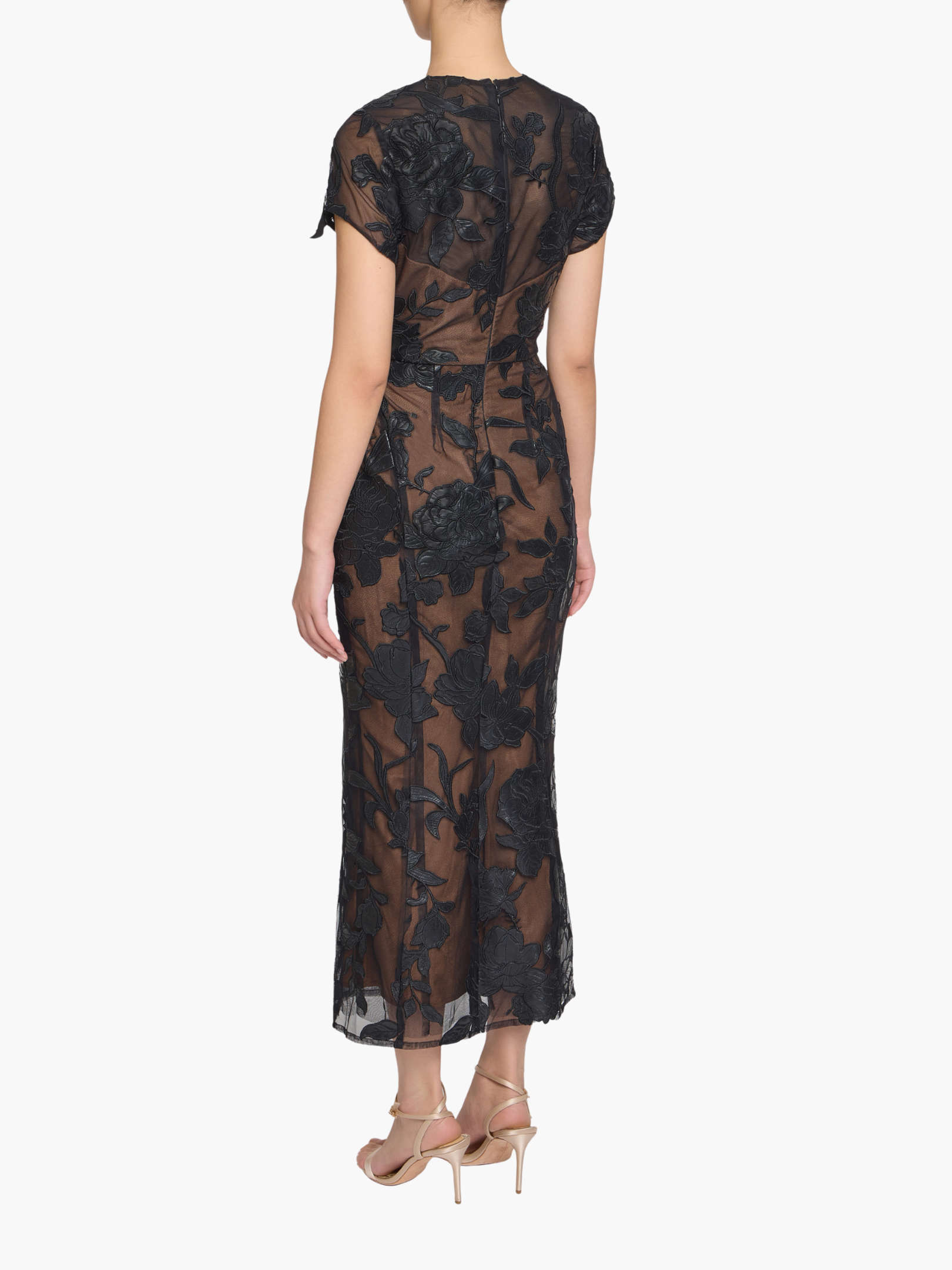 Leather Guipure Sheath Maxi Dress