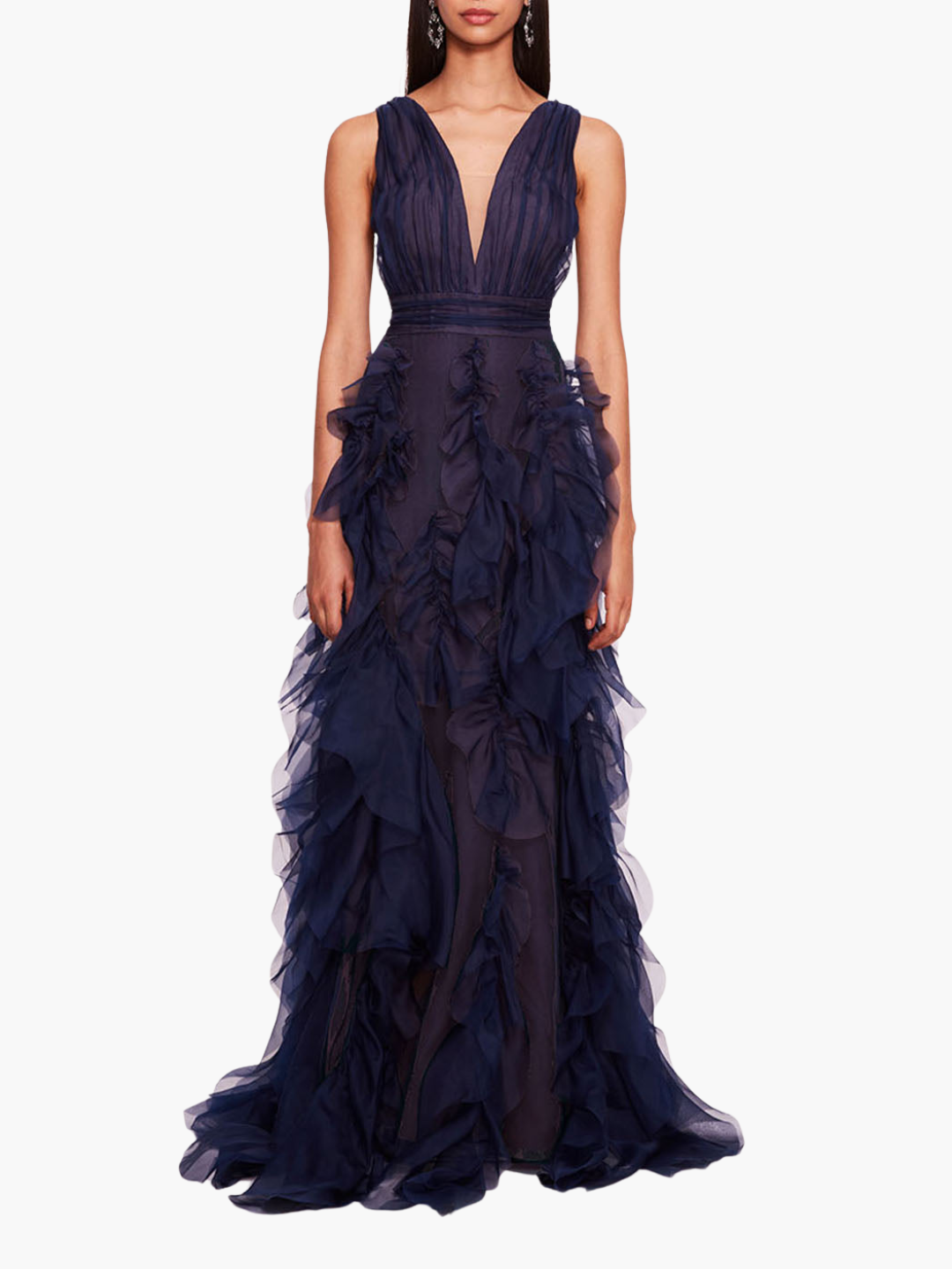 strapless open back dress 3/4 Puff Sleeve Organza Gown main image 0