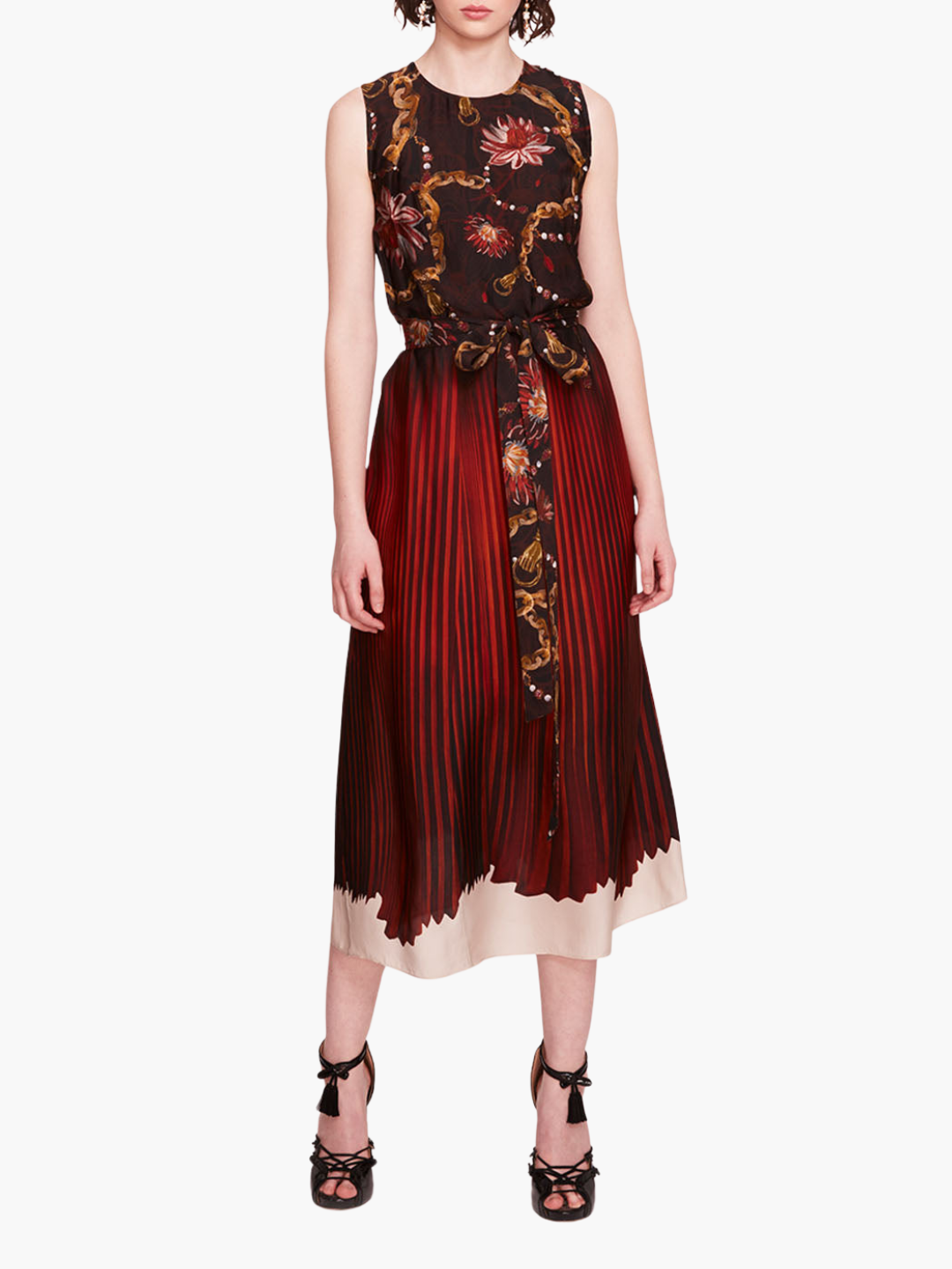 Marchesa Notte Printed Georgette Midi Dress
