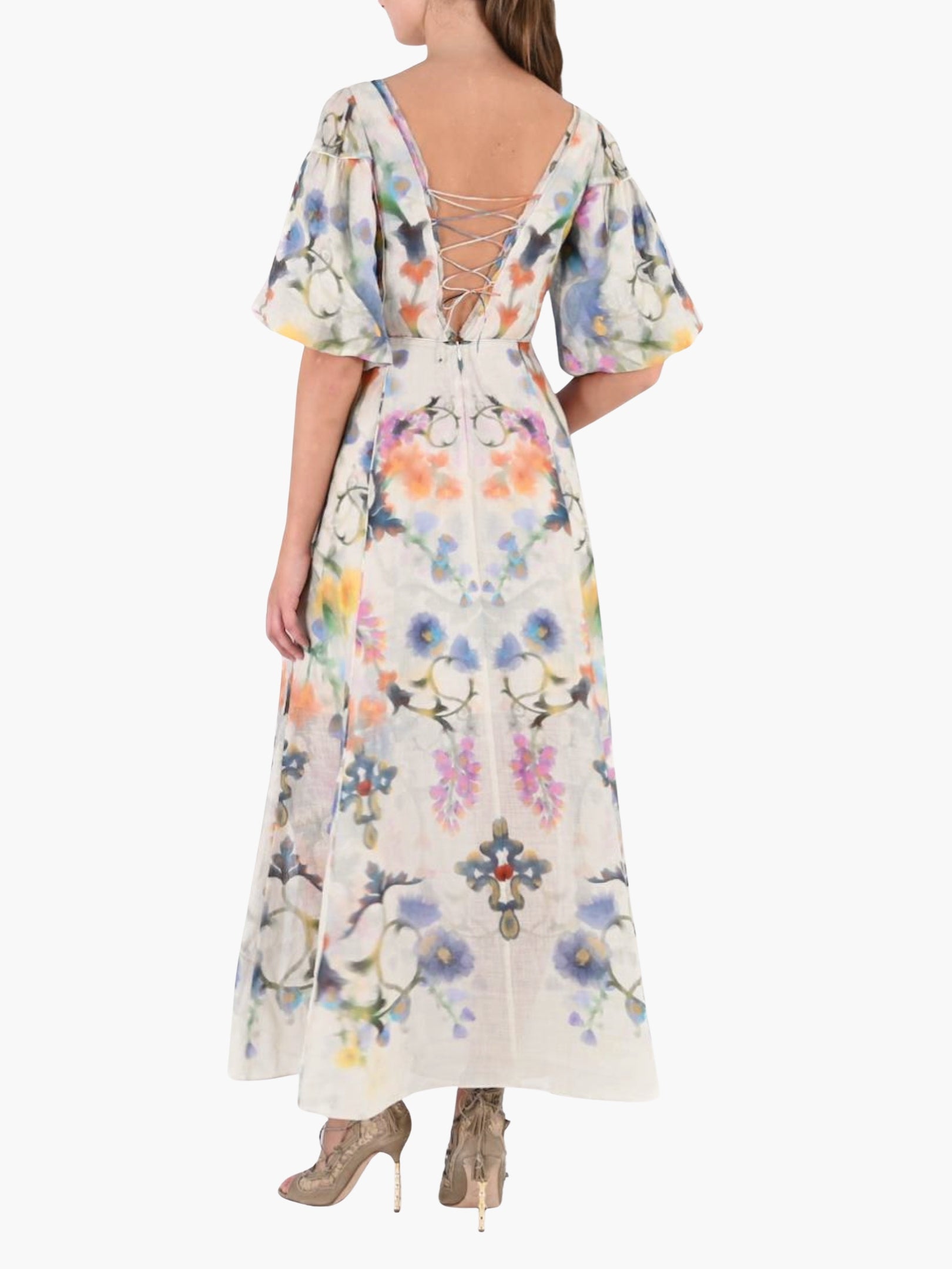 Ramie Puff Sleeve Maxi Dress