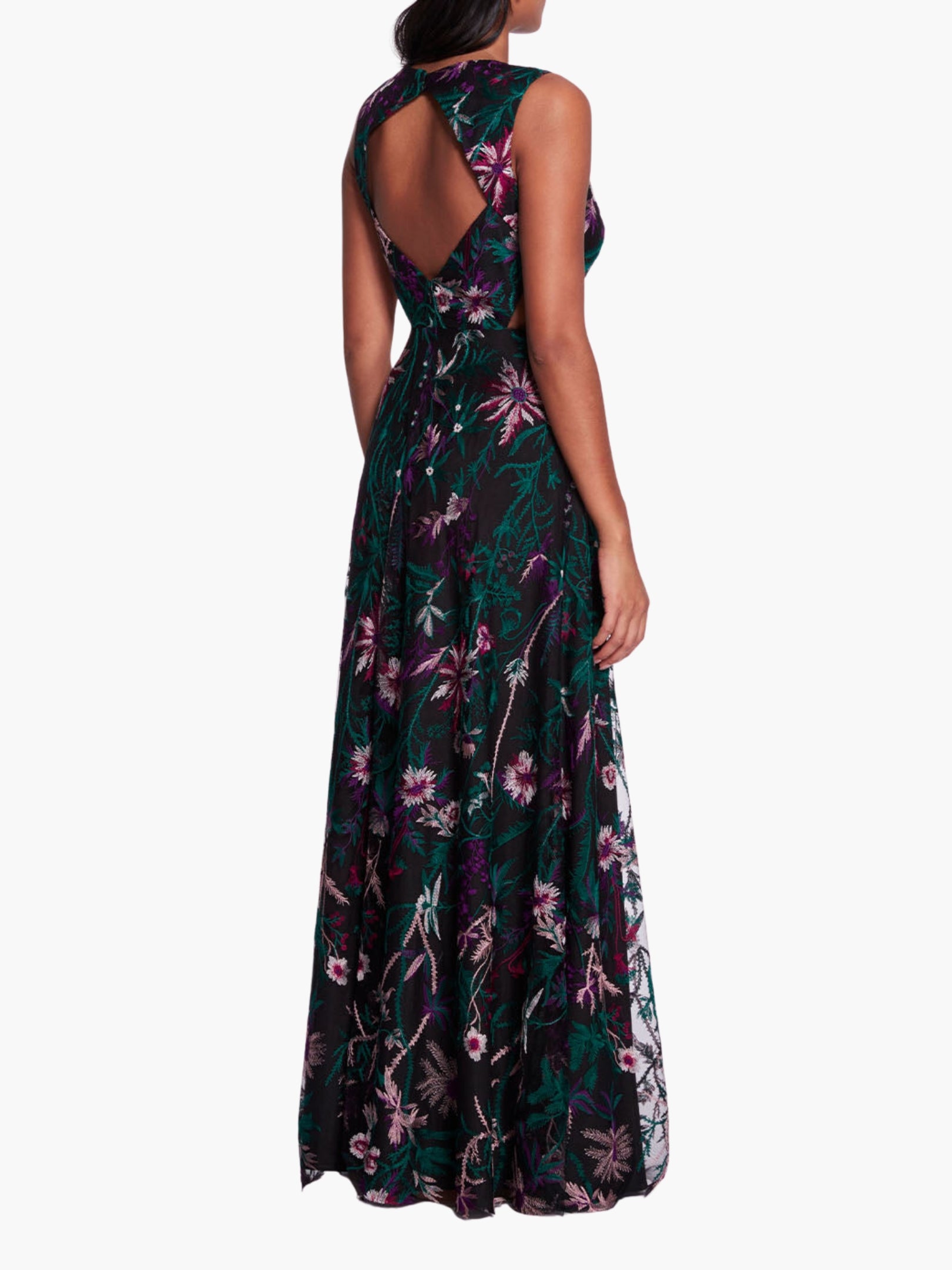 Keyhole Back Floral Gown