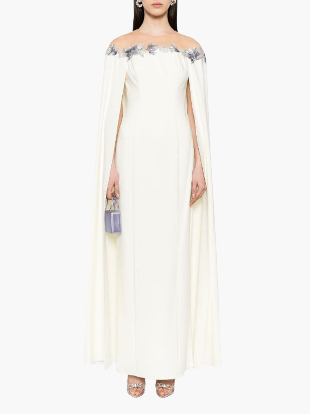 Marchesa Notte Tulle Illusion Cape Effect Maxi Dress, 4 / Ivory Marchesa Notte Tulle Illusion Cape Effect Maxi Dress, 4 / Ivory
