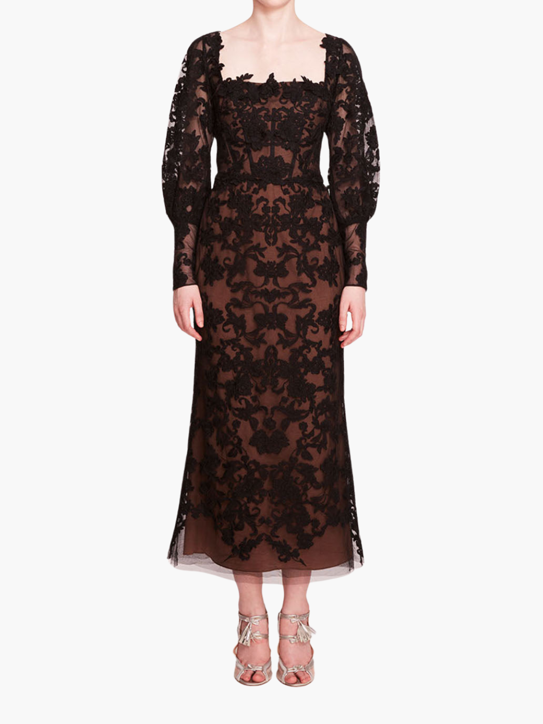 Long Sleeve Corded Midi Dress