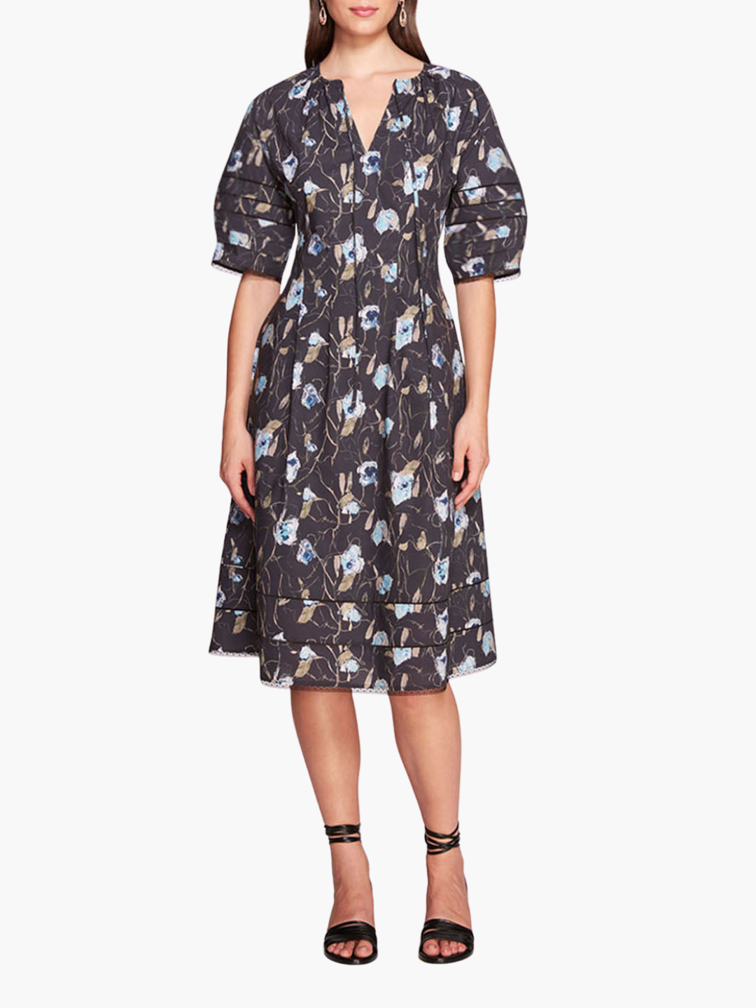 VIntage Aster Floral Print & Lace Midi