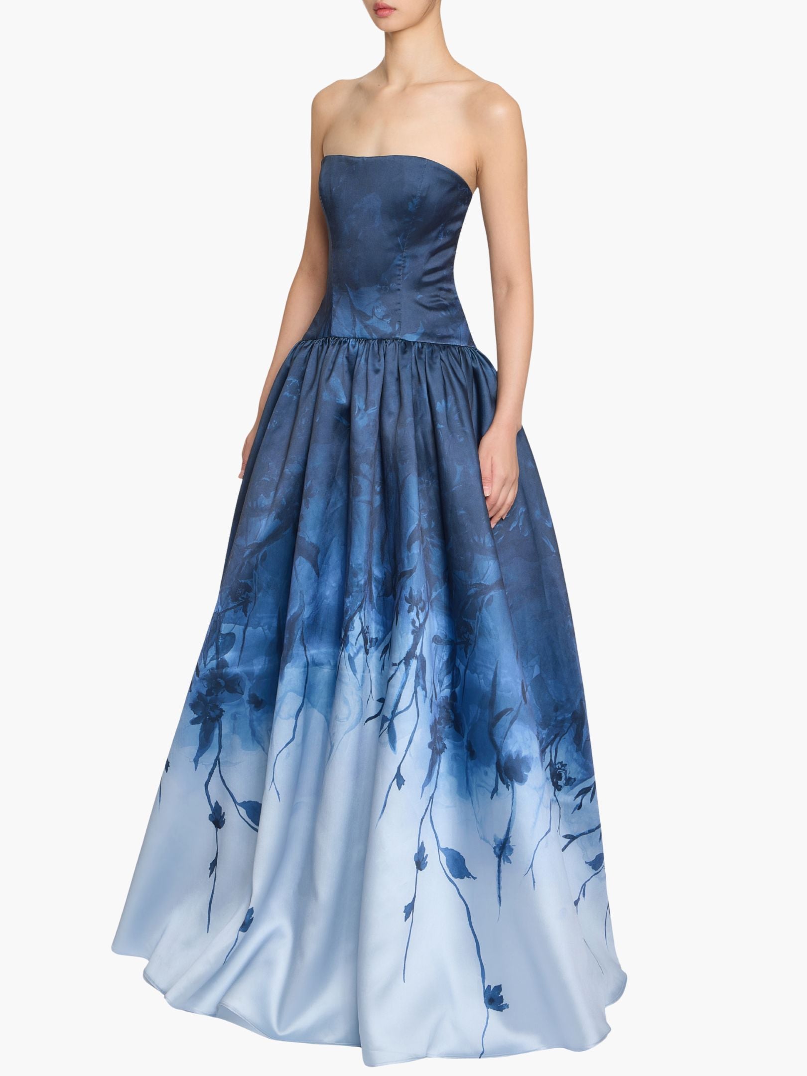 Floral Printed Mikado Gown