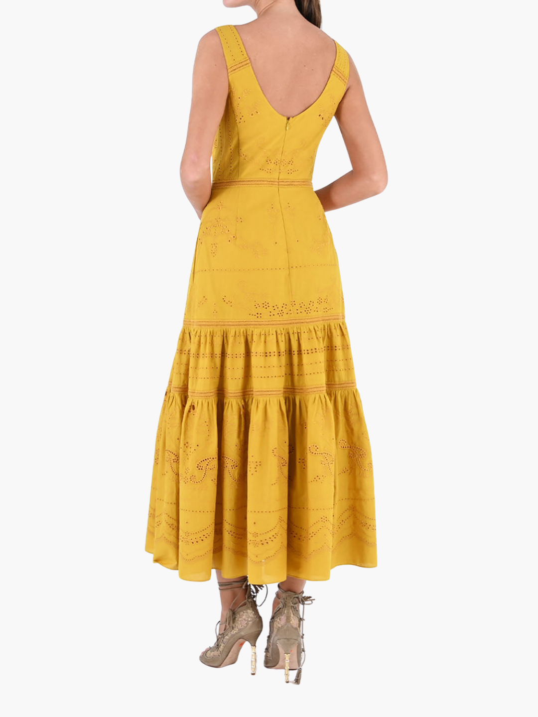 Emboriderd Voile Tiered Maxi Dress
