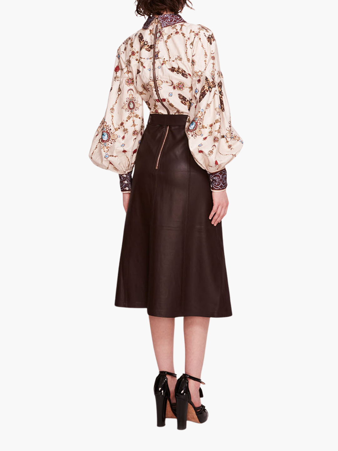 Faux Leather Poplin Midi Dress