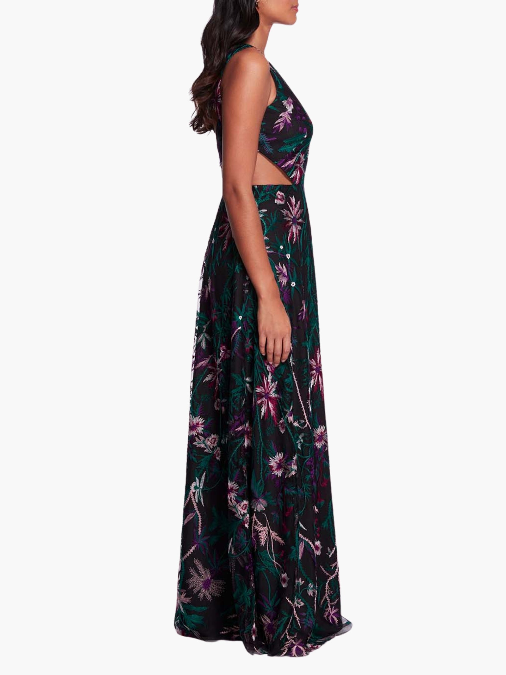 Keyhole Back Floral Gown