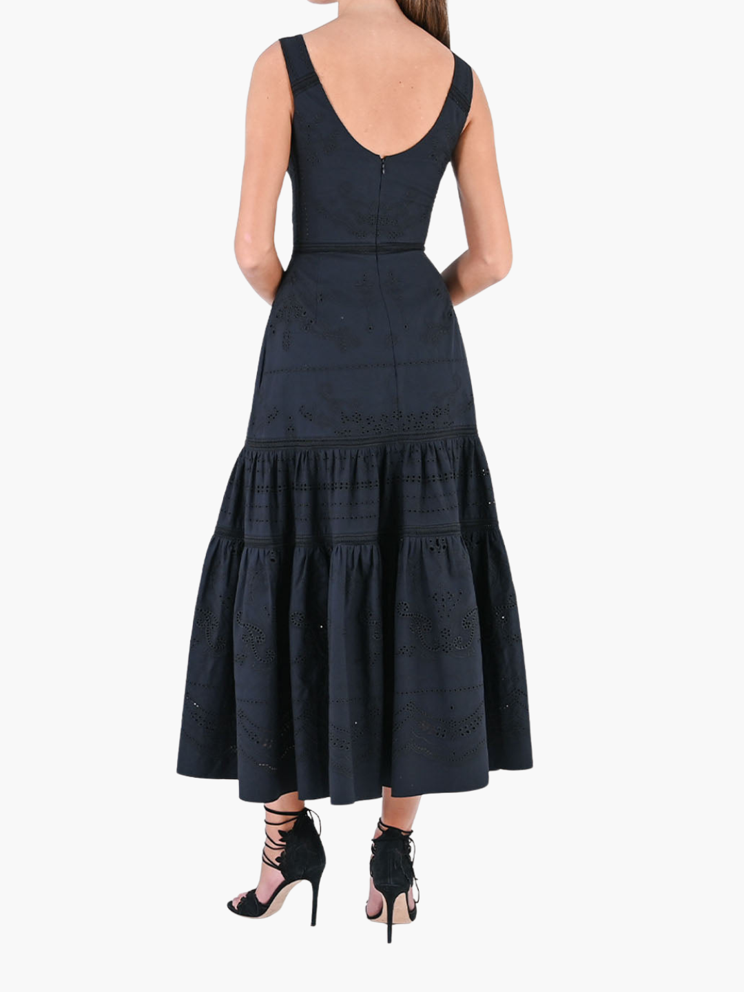 Embroidered Voile Tiered Maxi Dress