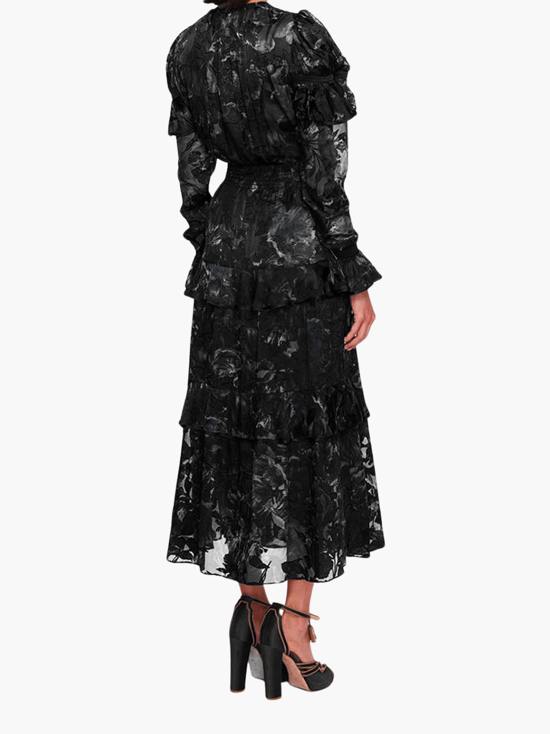 Diantha Dress Ruffle Burnout Satin Midi Dress