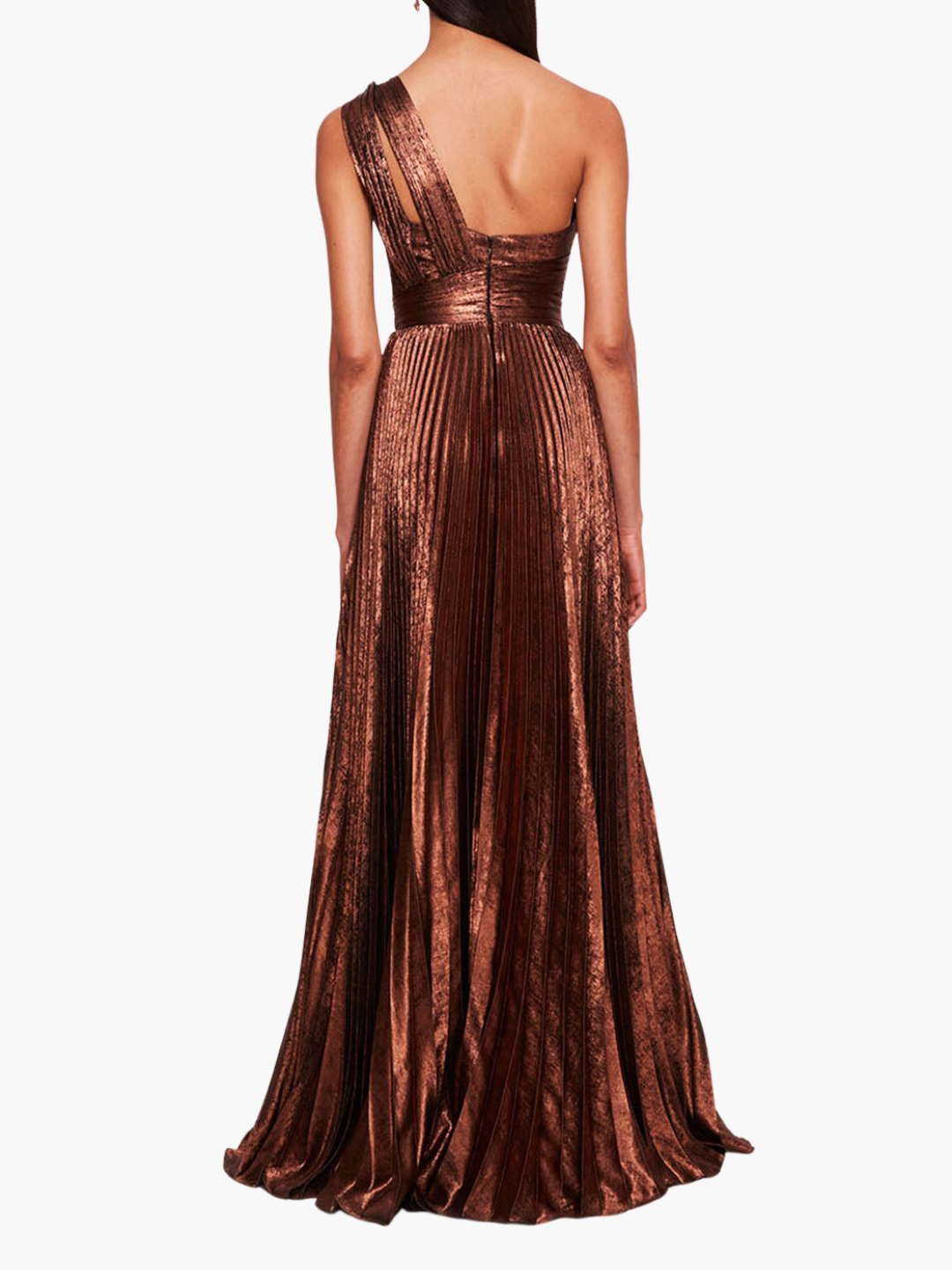Metallic Lame Pleated Gown
