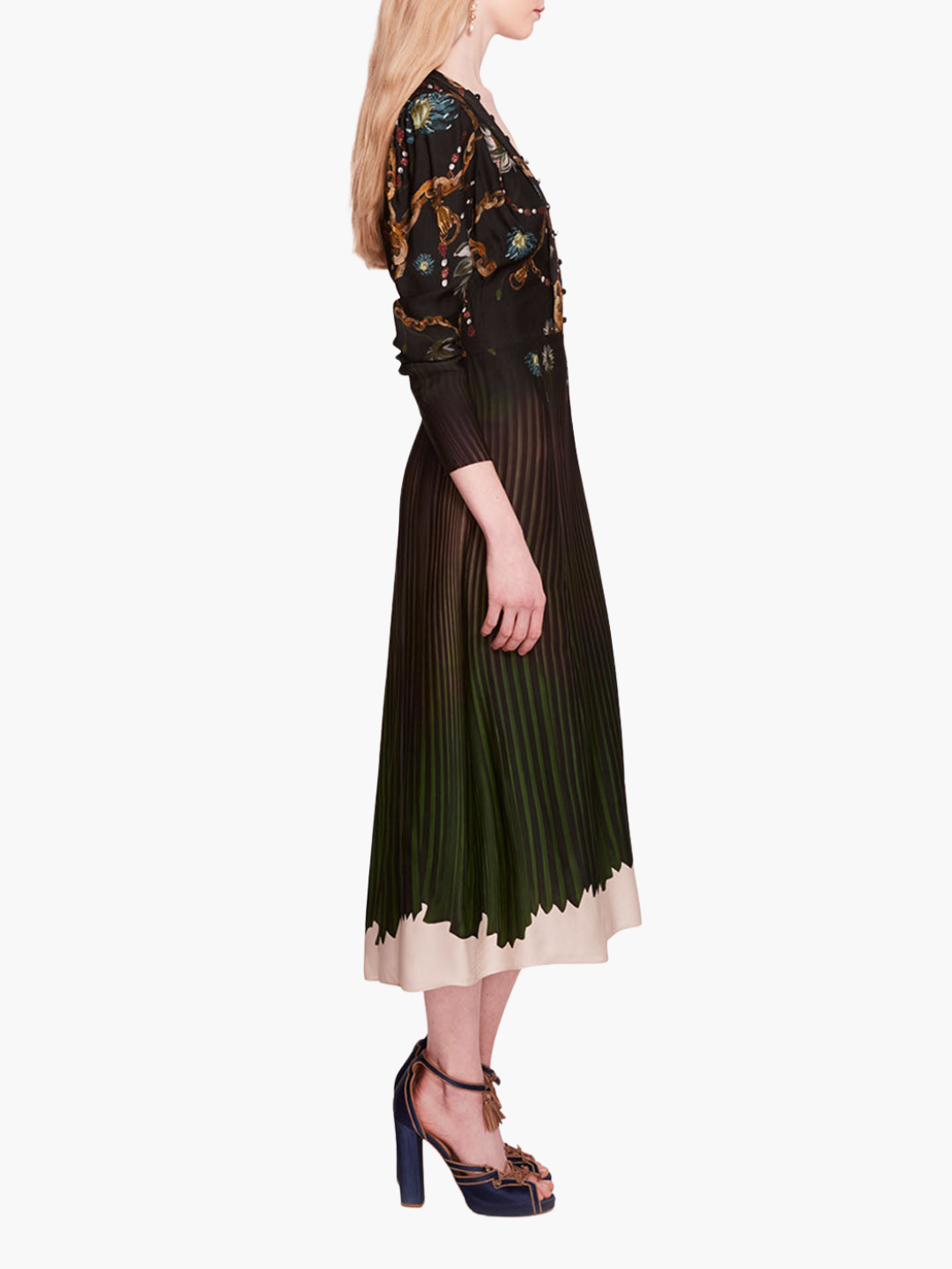 Viscose Georgette V-Neck Midi Dress