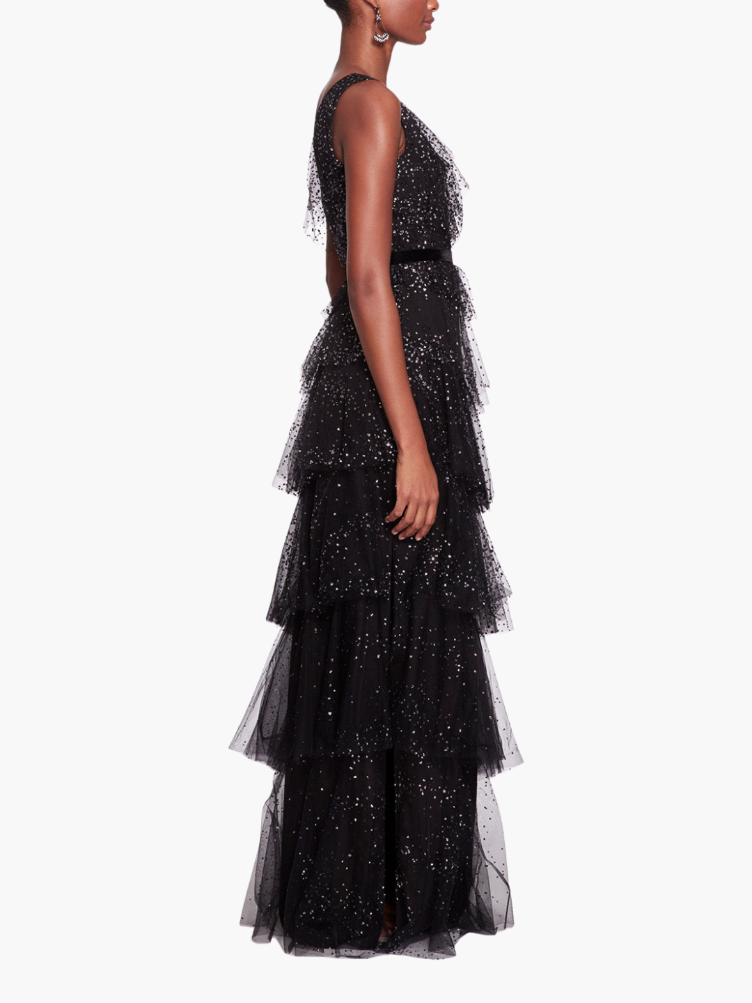 One-Shoulder Tiered Gown
