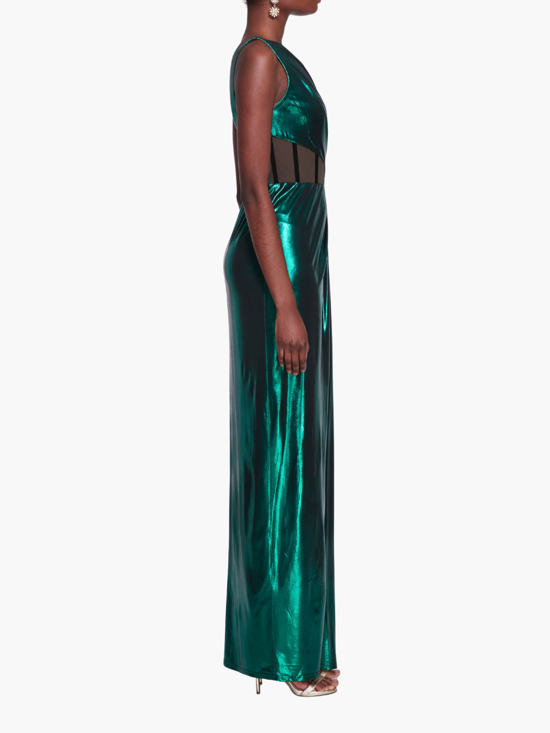 Side Cut-Out Foiled Gown