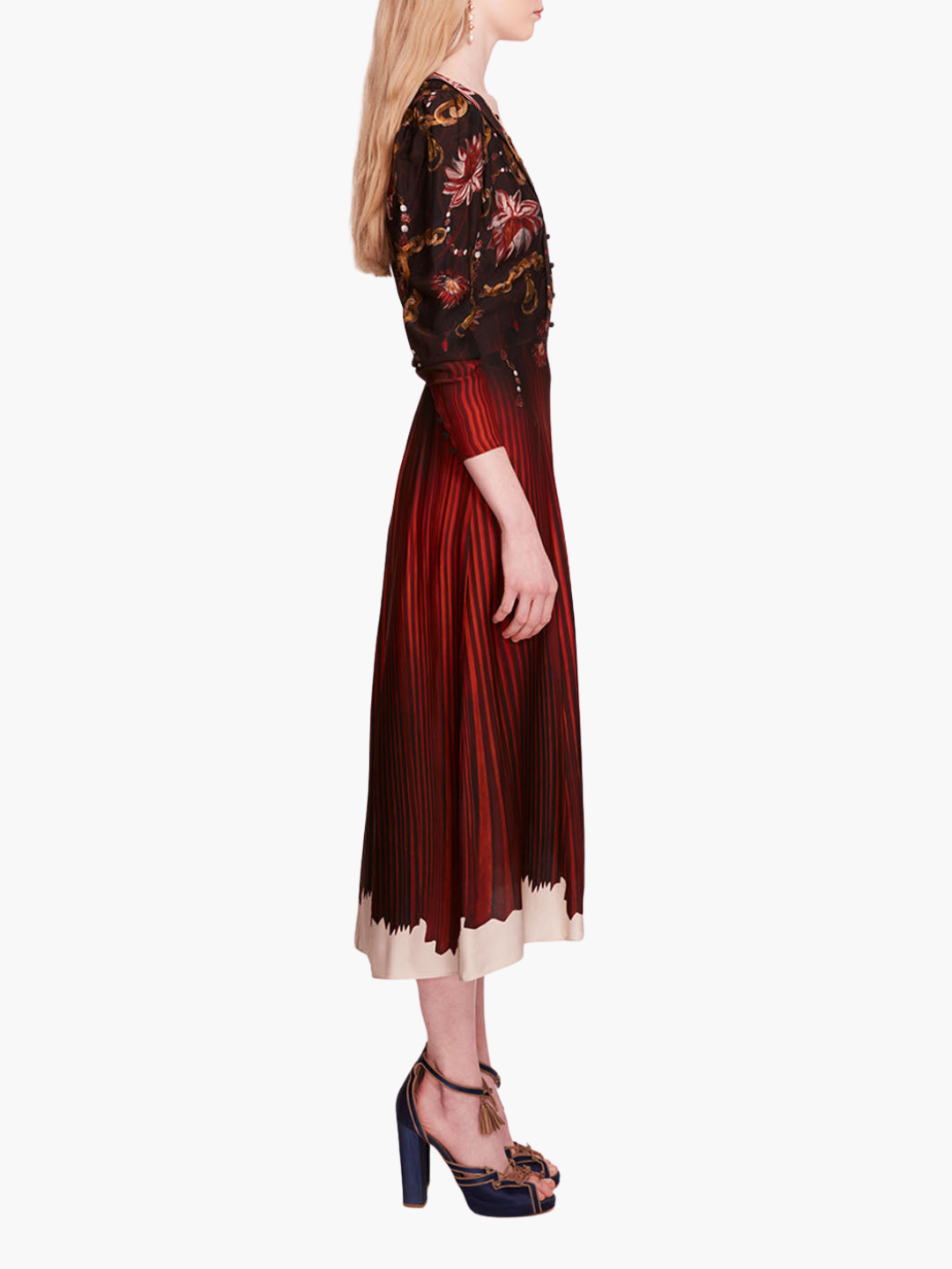 Viscose Georgette V-Neck Midi Dress
