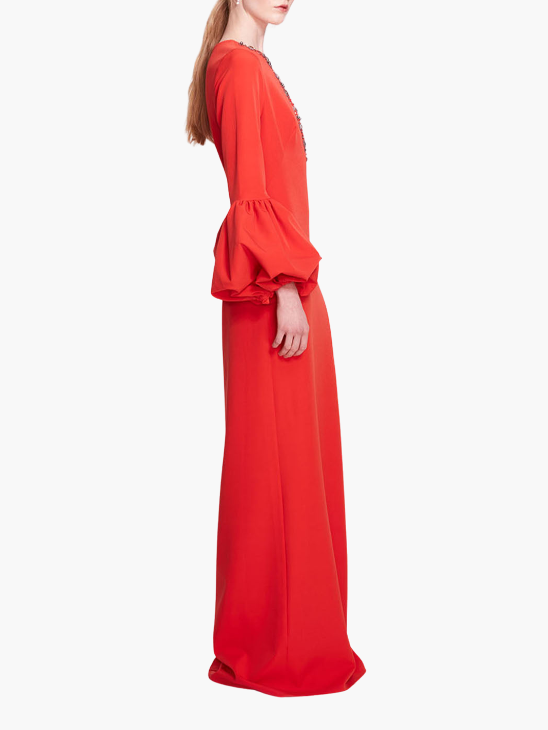 Puffed Sleeve Column Gown