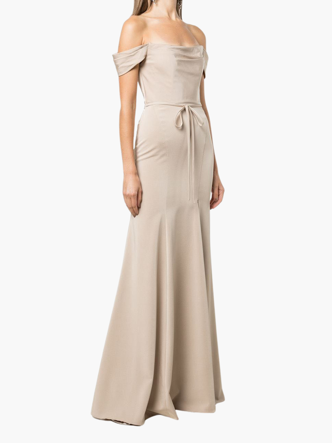 Rimindi Off Shoulder Draped Gown