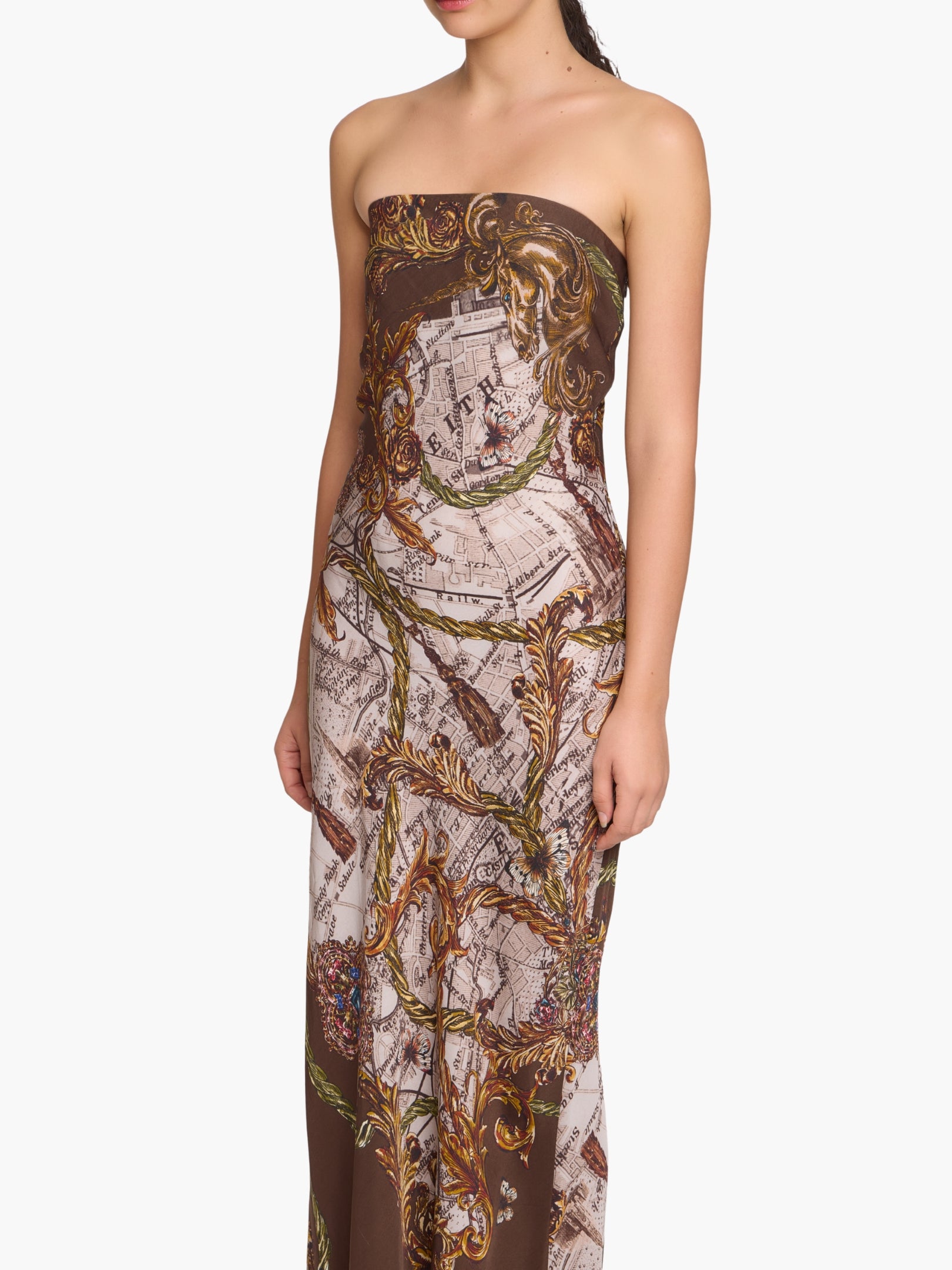 Jewel of Edinburgh Strapless Printed Midi Dress