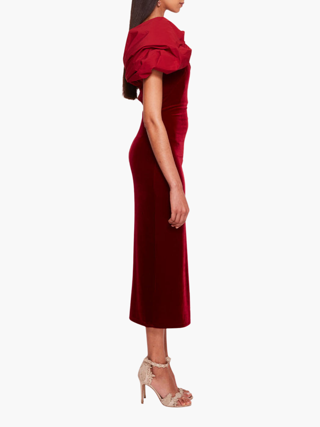 Velvet Asymmetrical Midi Dress