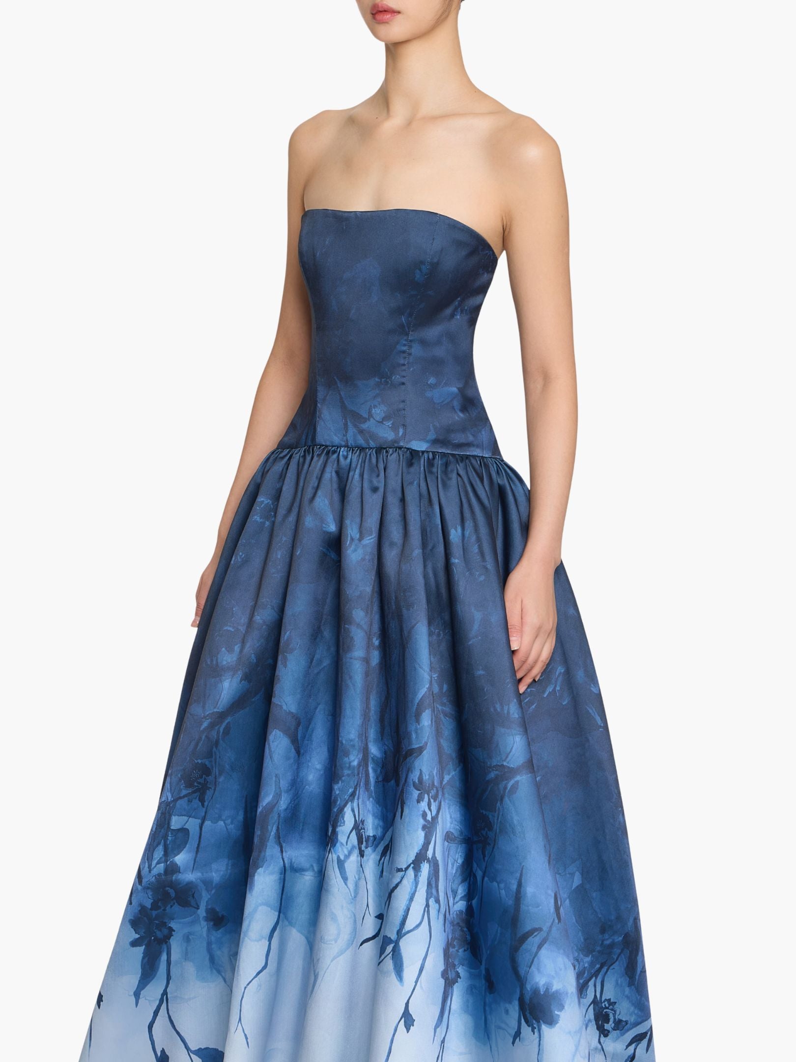 Floral Printed Mikado Gown