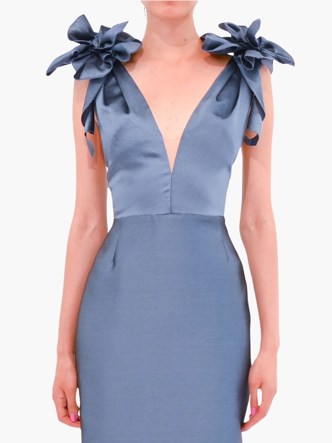 Spring Draped Floral Mikado Gown