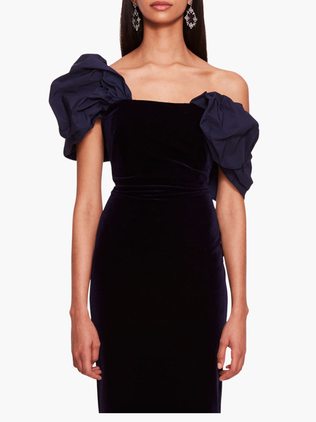 Velvet Asymmetrical Midi Dress