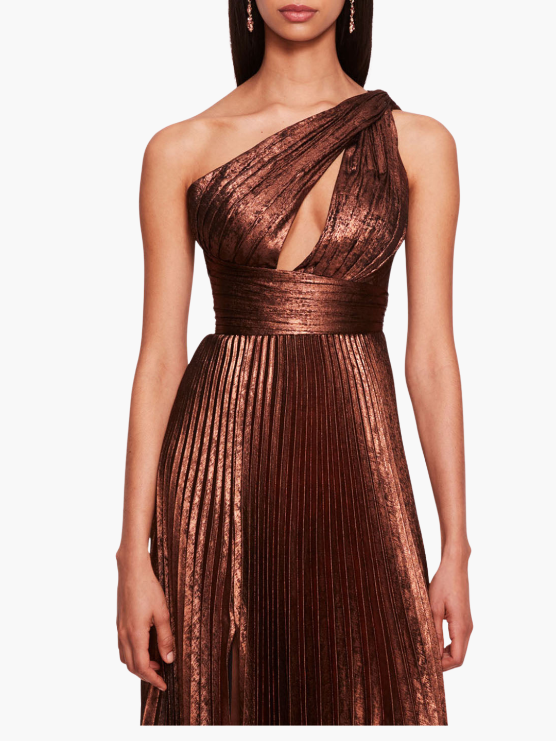 Metallic Lame Pleated Gown
