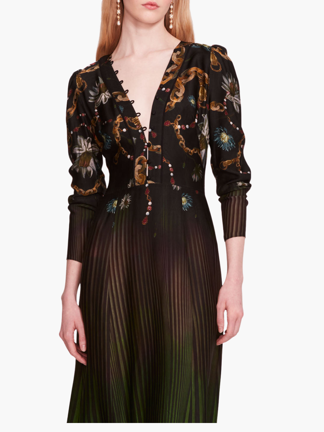 Viscose Georgette V-Neck Midi Dress
