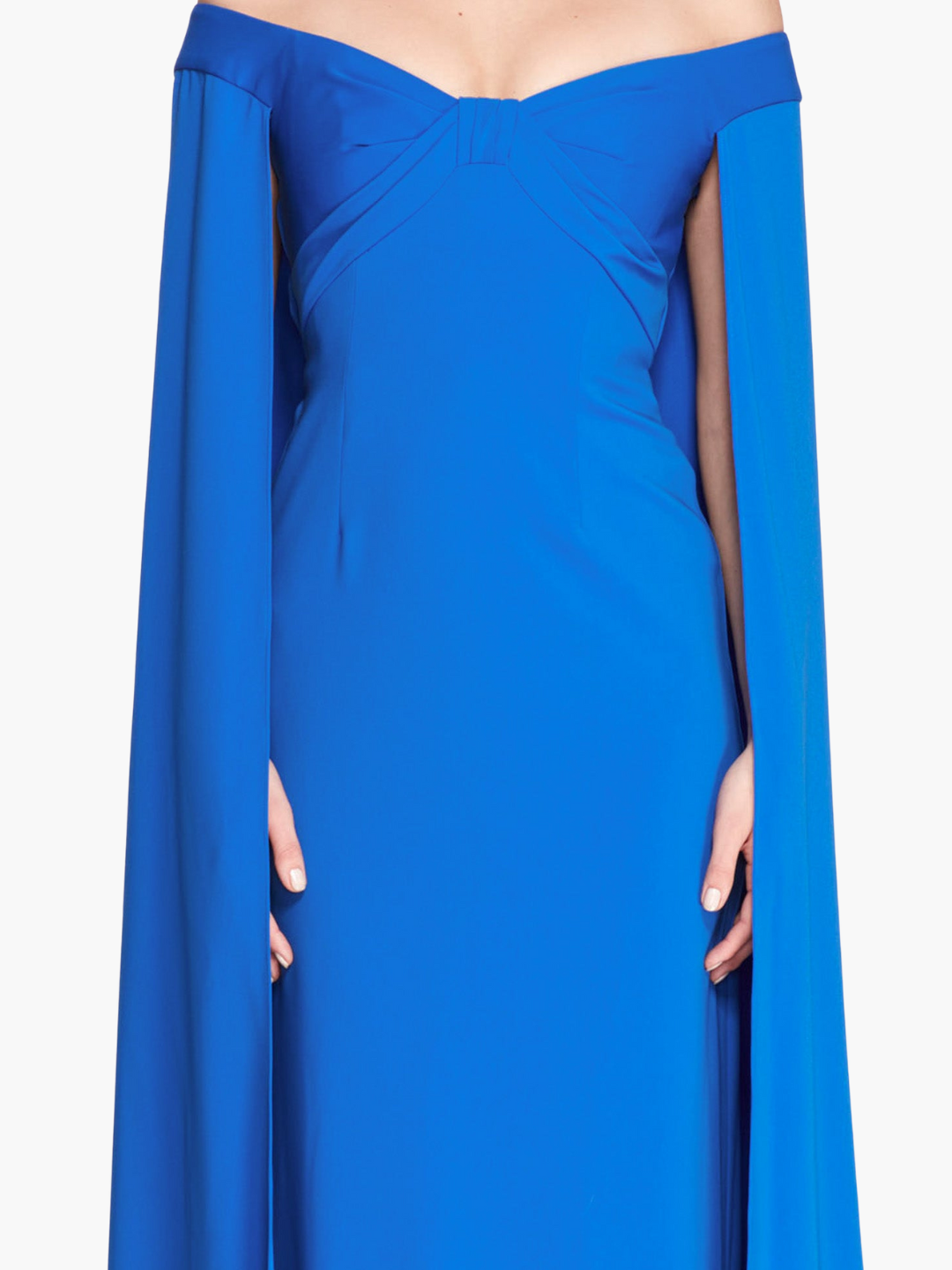 Off Shoulder Caped Column Gown
