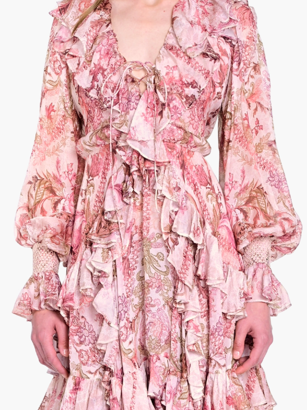 Reverie Bell Sleeve Ruffle Mini Dress