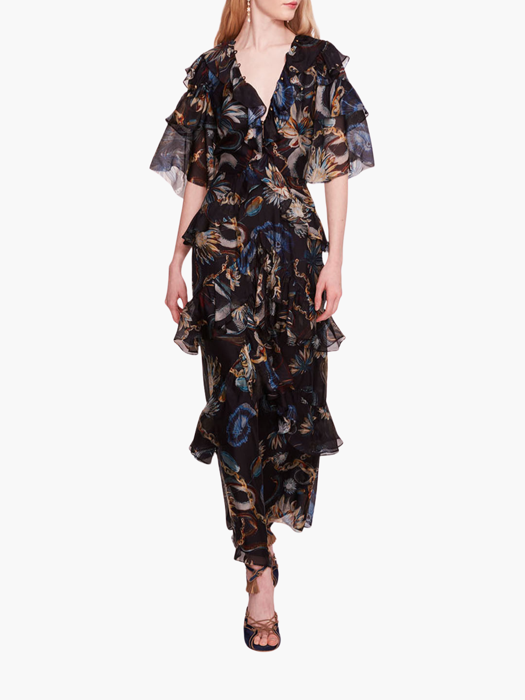 Silk Lily Flutter Midi Dress