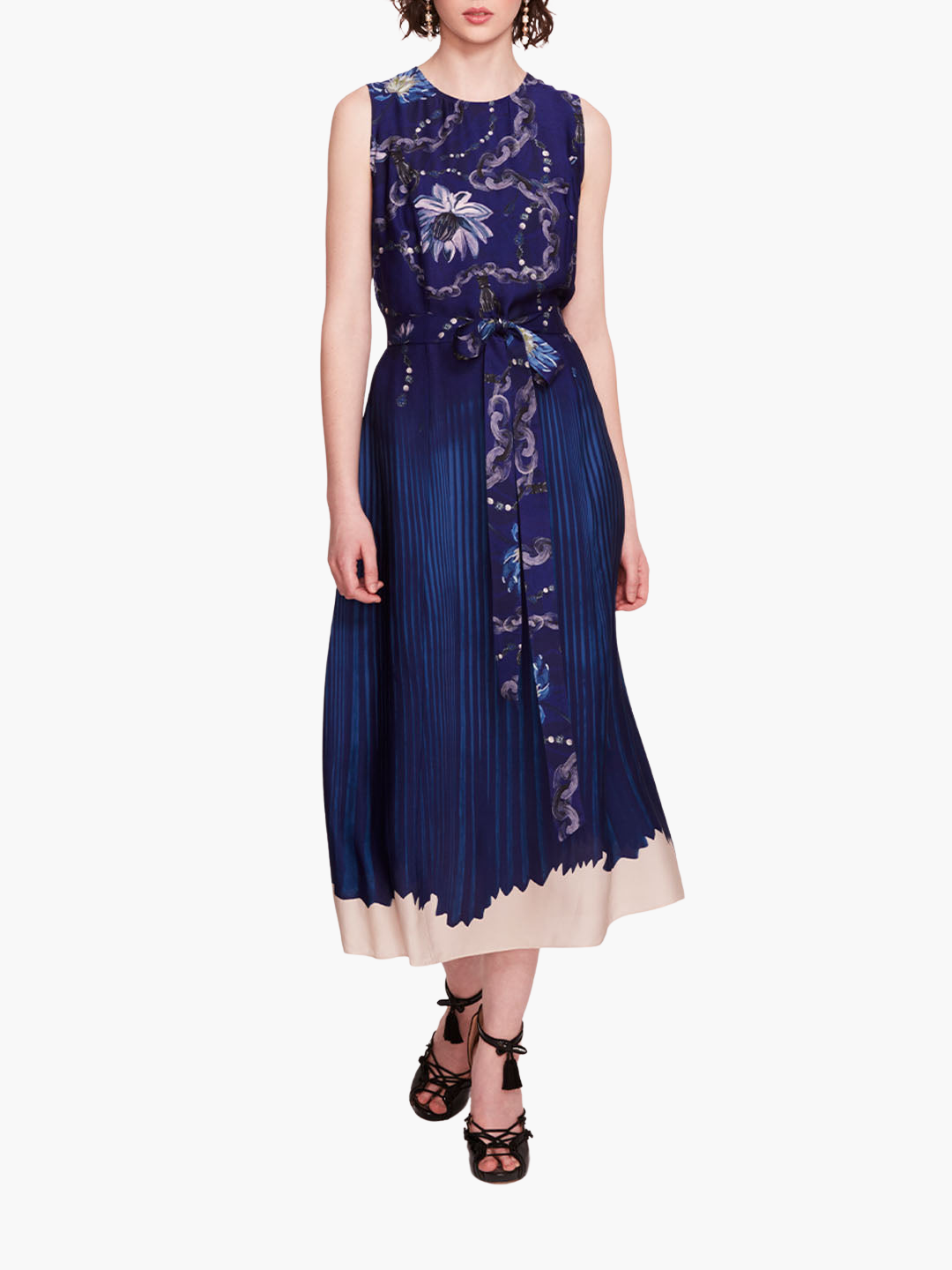 Marchesa Notte Printed Georgette Midi Dress