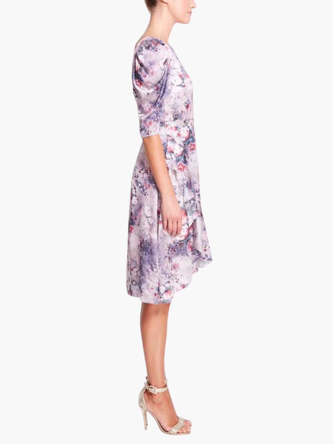Floral Textured Charmeuse Wrap Dress