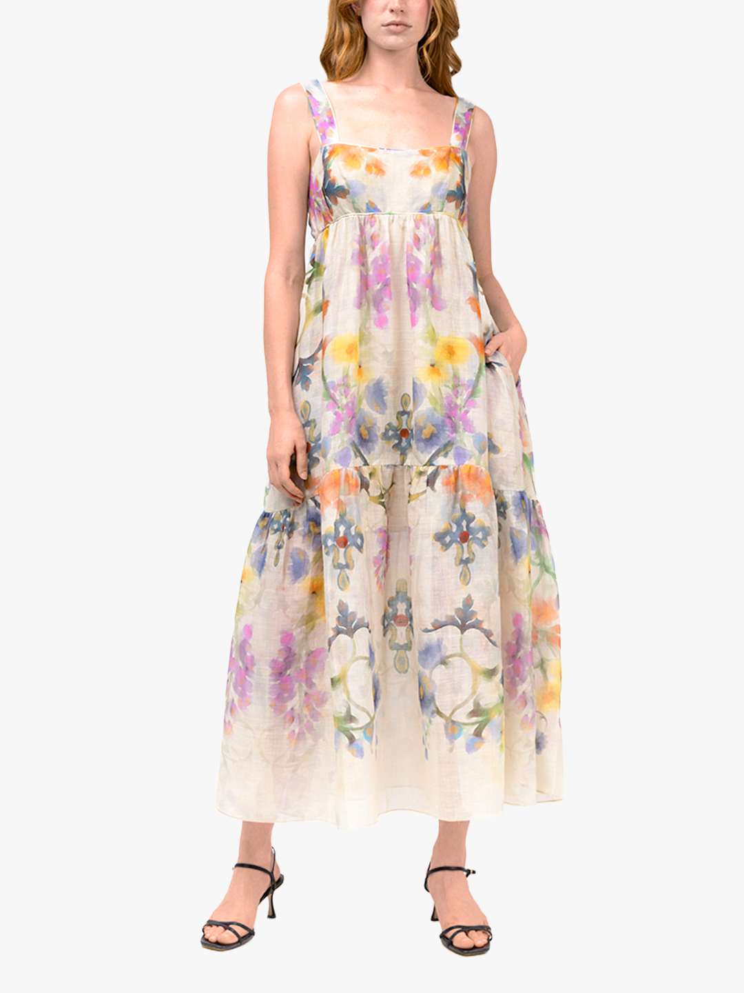 Ramie Square Neck Maxi Dress