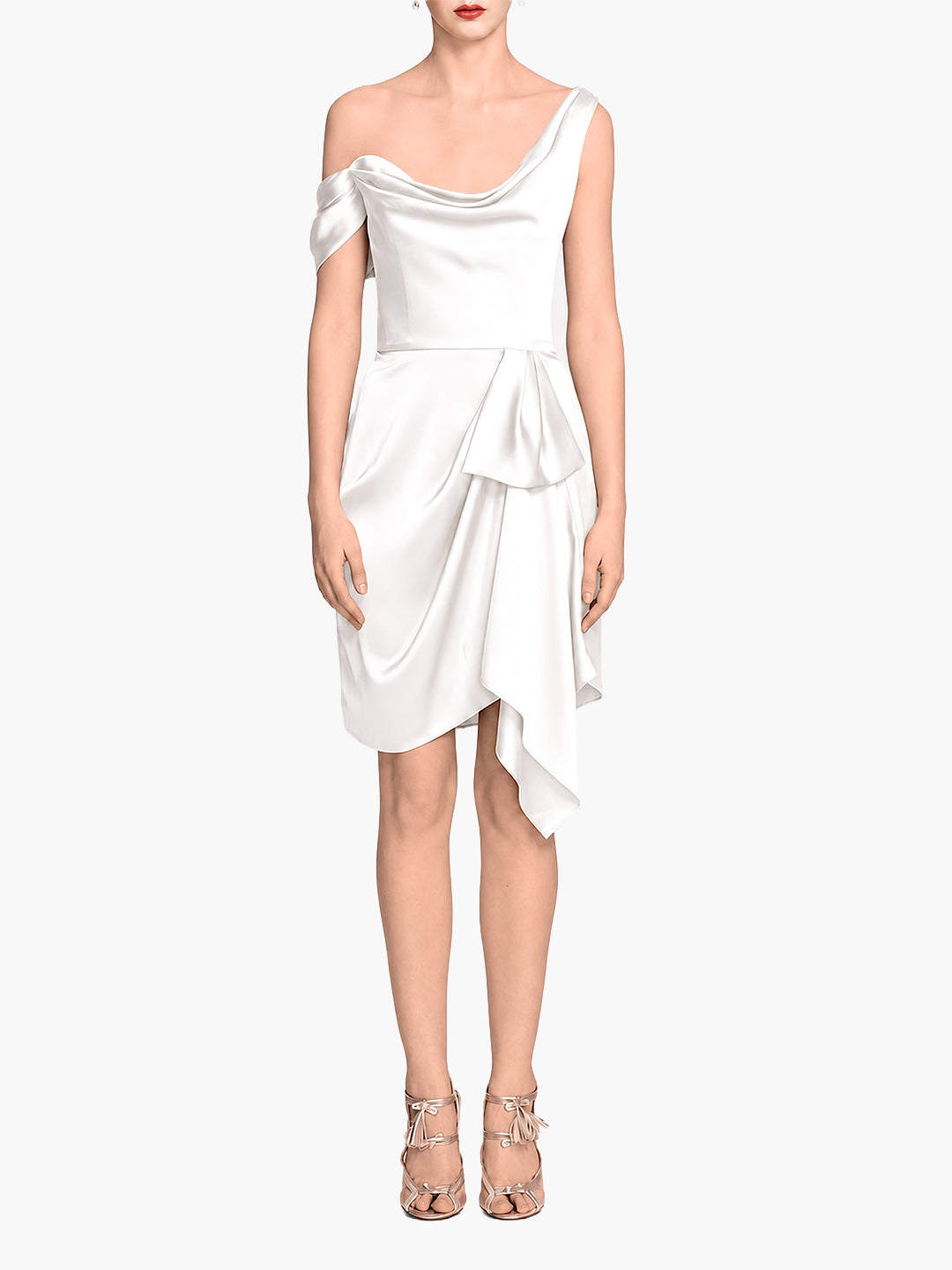 Asymmetric Satin Mini Dress - Ivory / 14 / NB16C3790 Asymmetric Satin Mini Dress - Ivory / 14 / NB16C3790