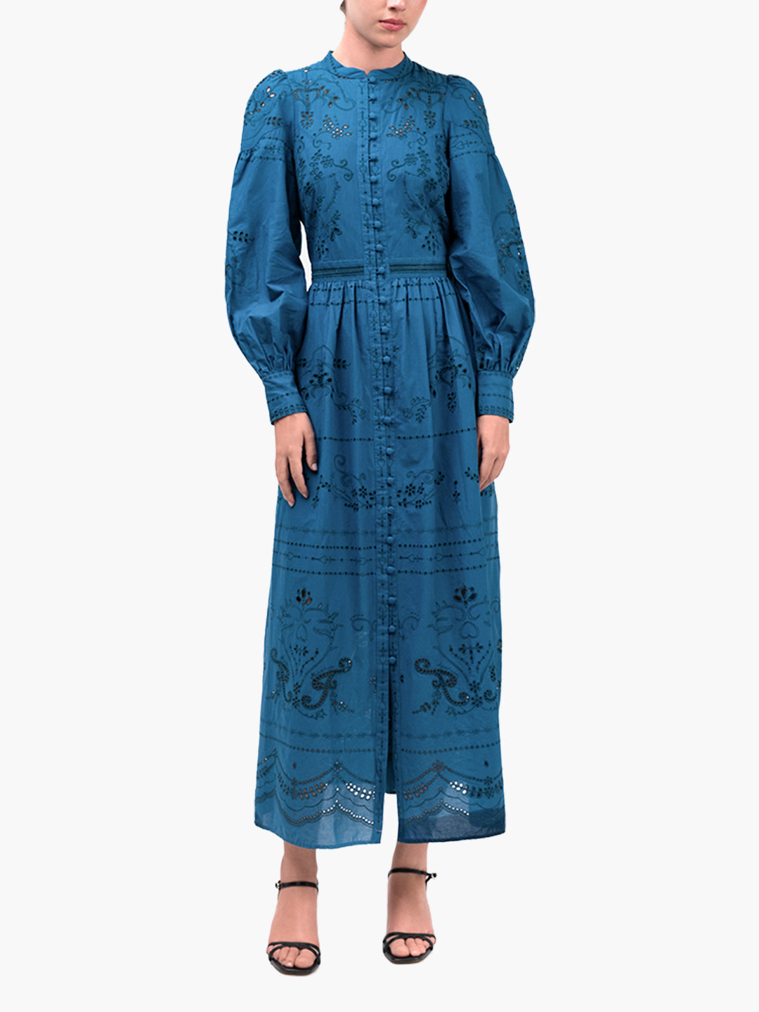 Embroidered Cotton Voile Tiered Maxi Dress