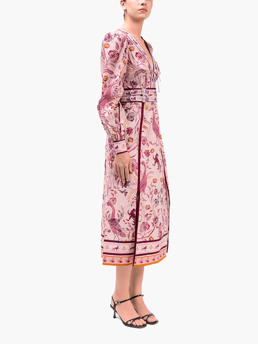 Cotton Poplin Peacock Midi Dress