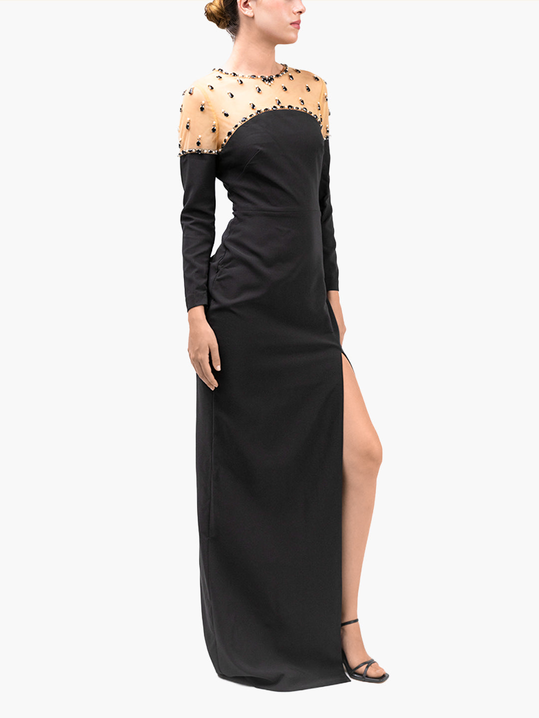 Illusion Crepe Gown