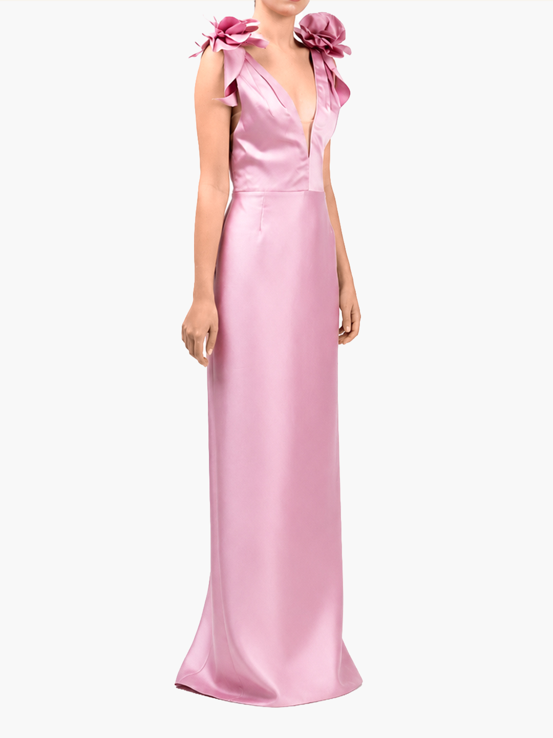 Spring Draped Floral Mikado Gown