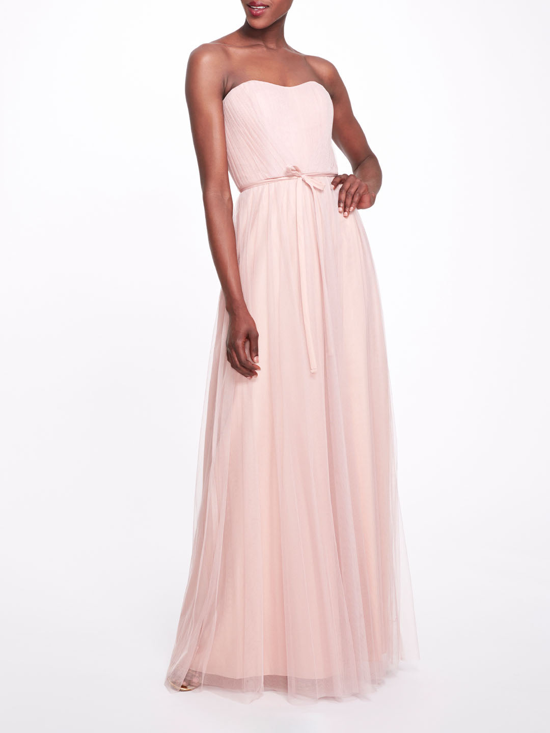 Marchesa Notte ピンク レース ドレス US 6 Rose Pink Deep V-Neck Fitted Gown – Marchesa